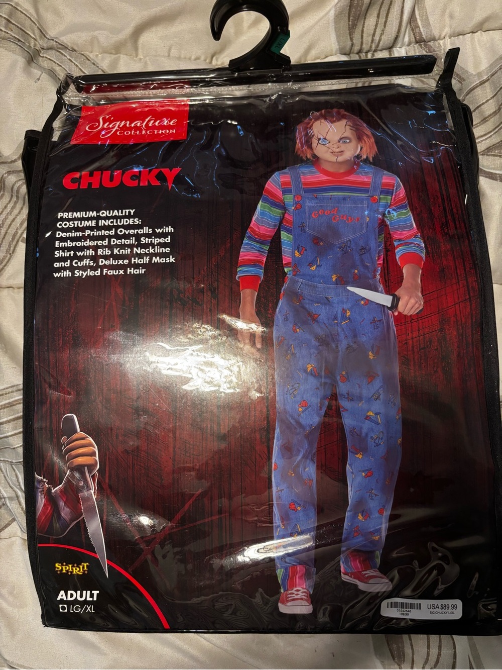 Chucky Costume - Blue Overalls with Striped Shirt